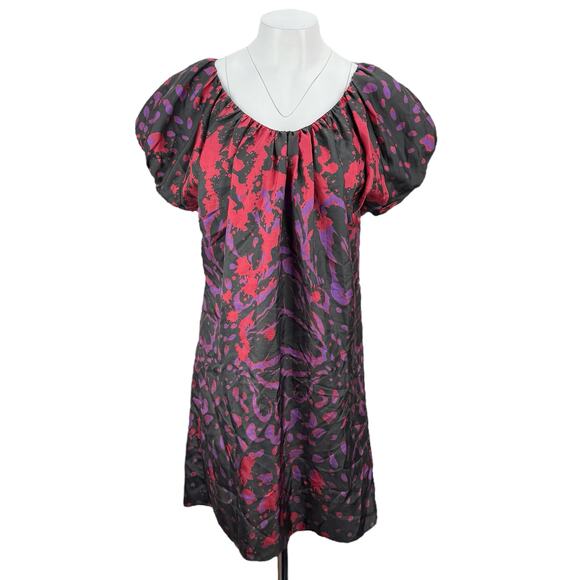 MCQ ALEXANDER MCQUEEN 100% Silk Abstract Print Shift Dress Size 12 Made In Italy - Picture 2 of 9
